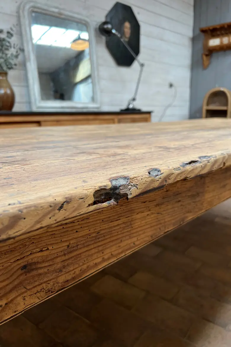 Grande table de réfectoire en sapin Début XXème