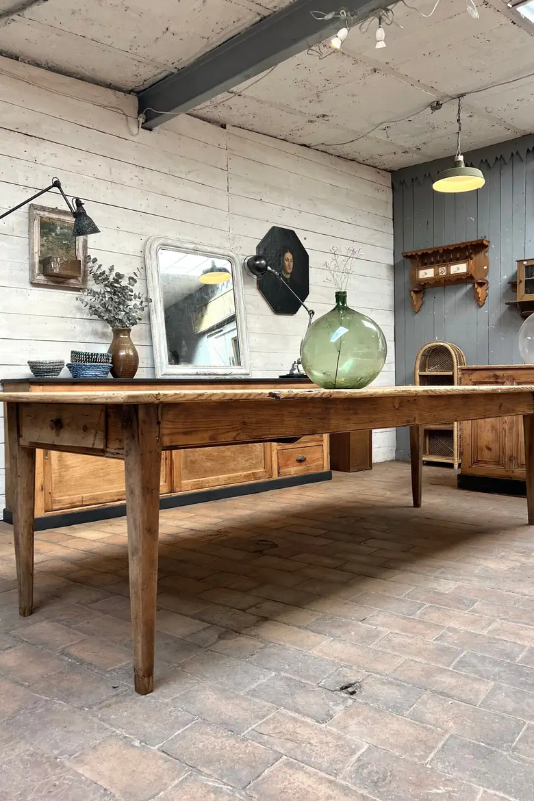 Grande table de réfectoire en sapin Début XXème