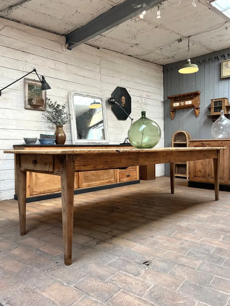 Grande table de réfectoire en sapin Début XXème