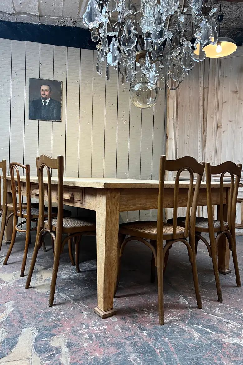 Grande table de travail en chêne – Années 50