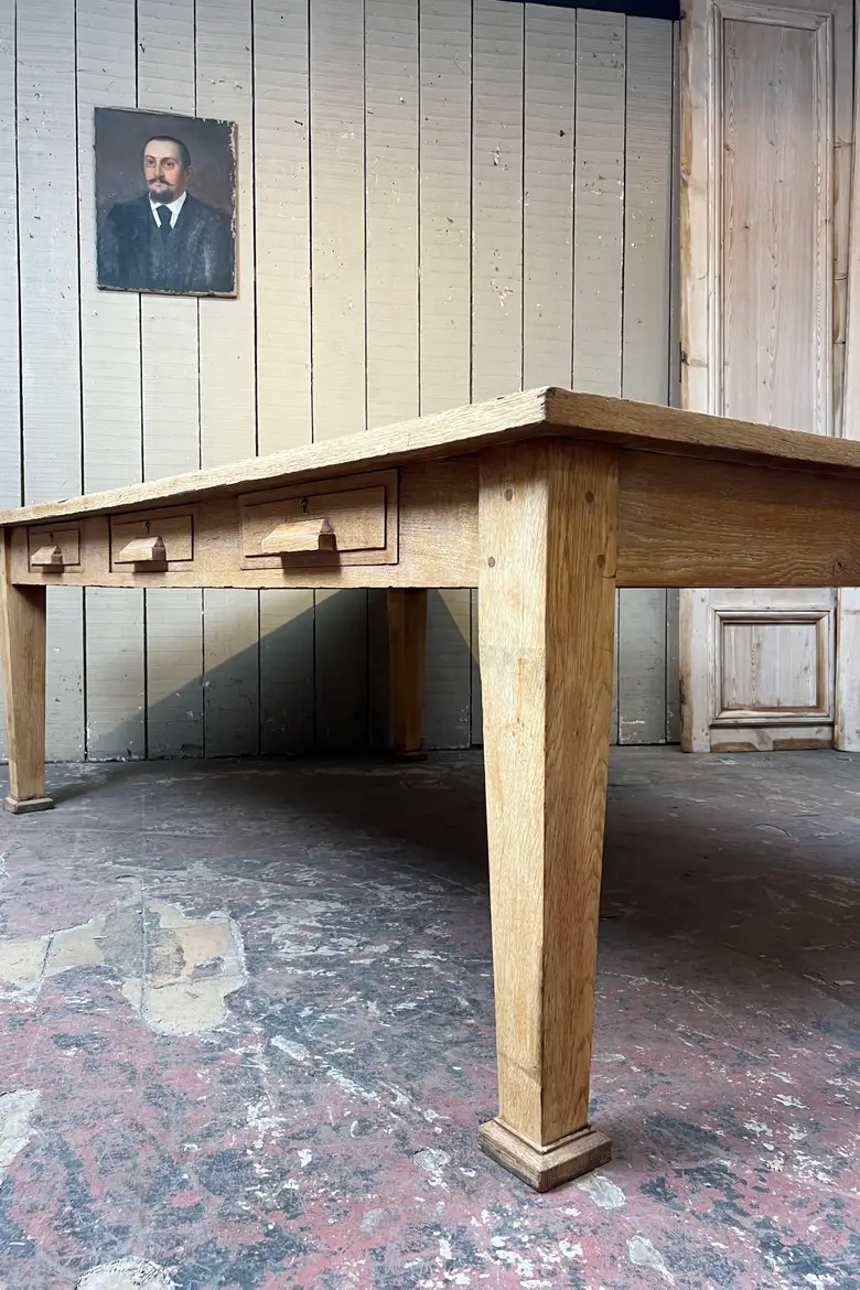 Grande table de travail en chêne – Années 50