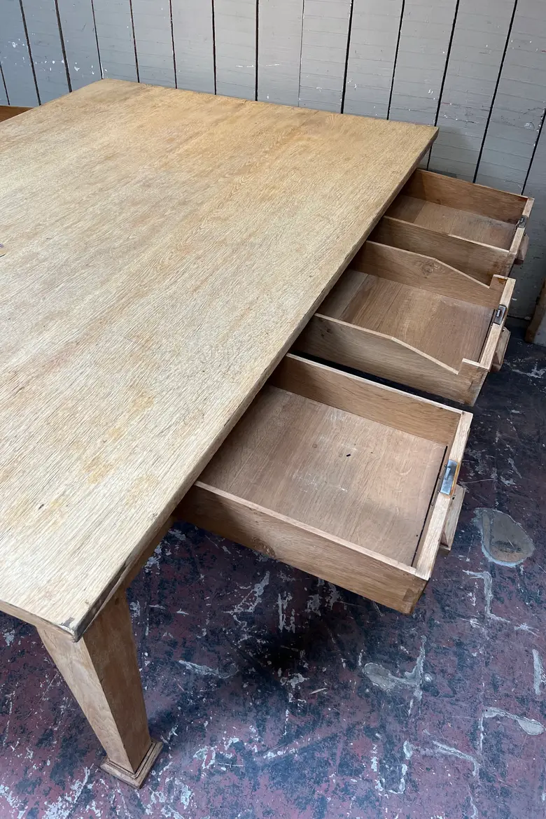 Grande table de travail en chêne – Années 50