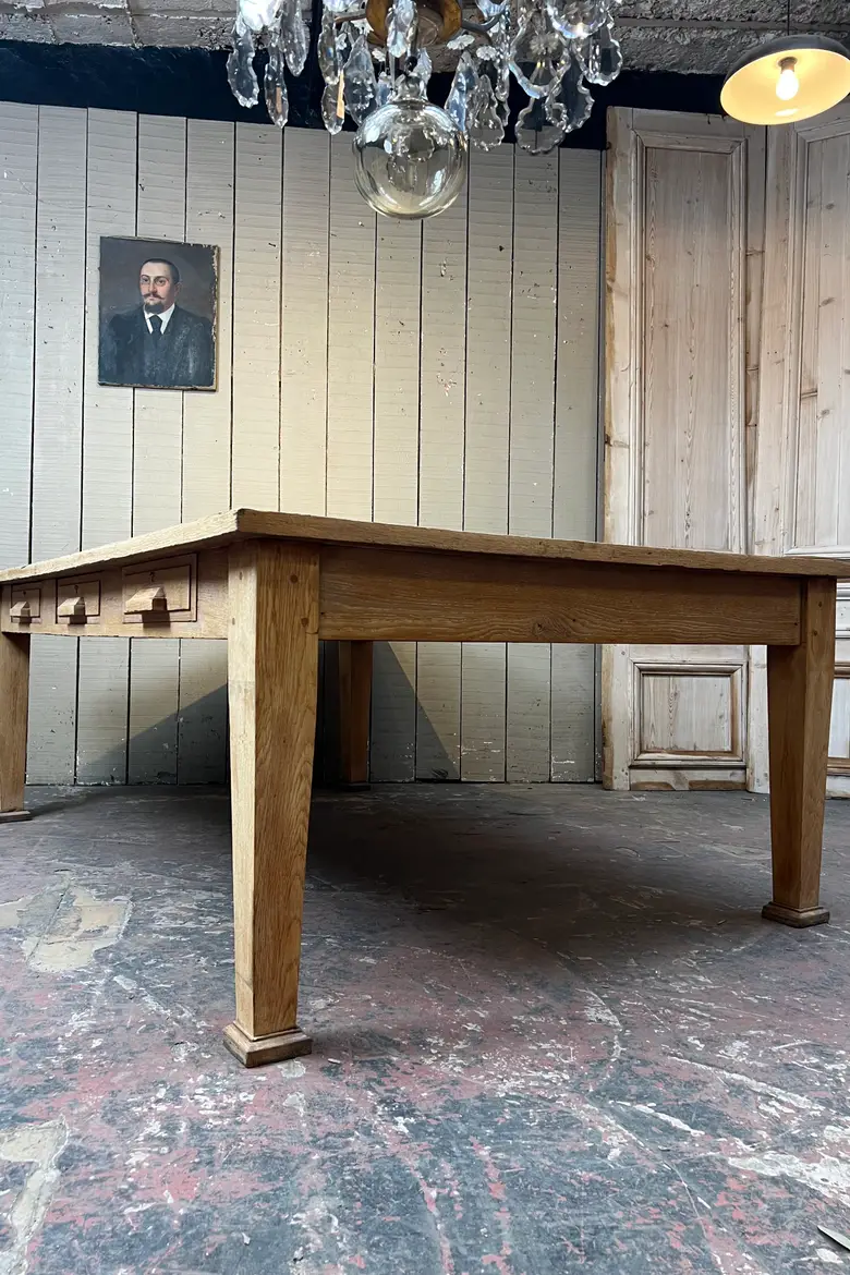 Grande table de travail en chêne – Années 50