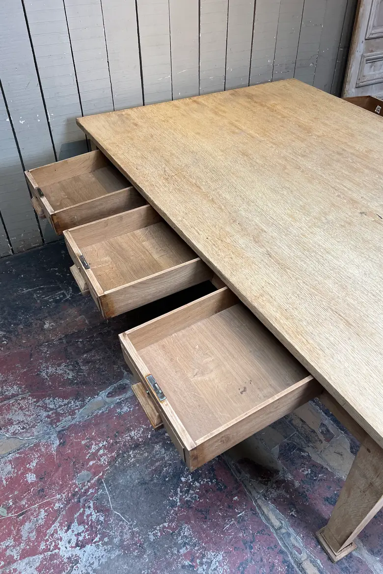 Grande table de travail en chêne – Années 50
