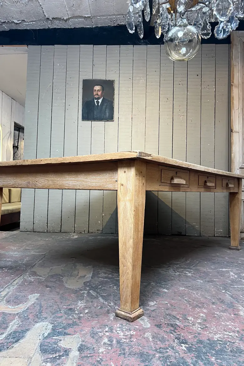 Grande table de travail en chêne – Années 50