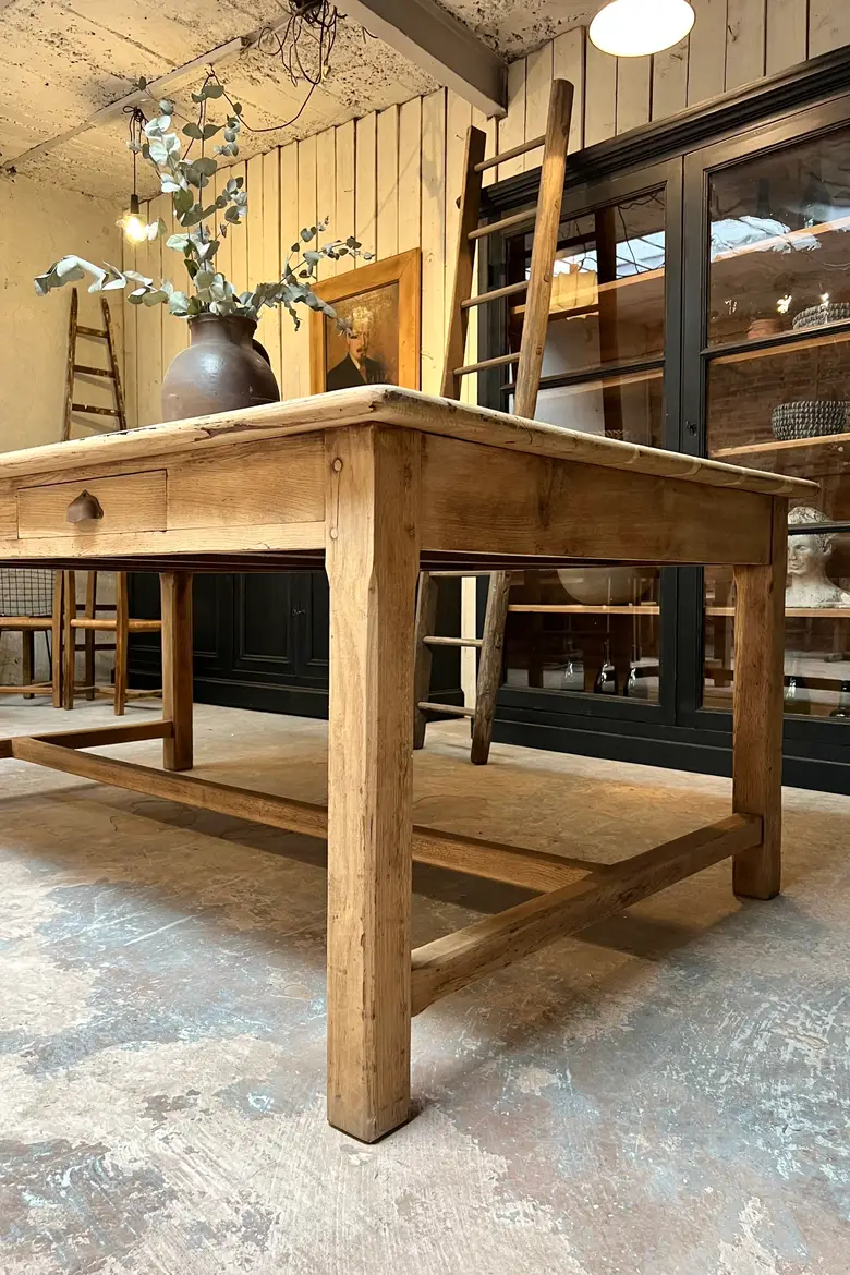 Grande table de travail en chêne Début XXème