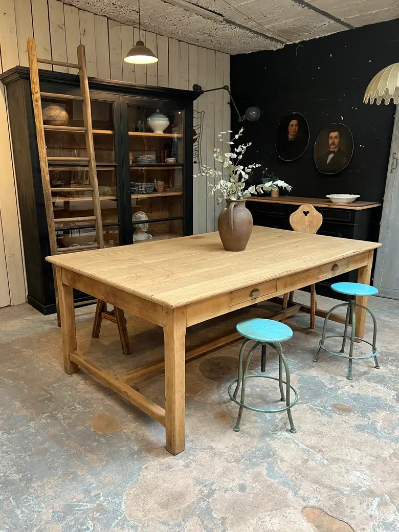 Grande table de travail en chêne Début XXème