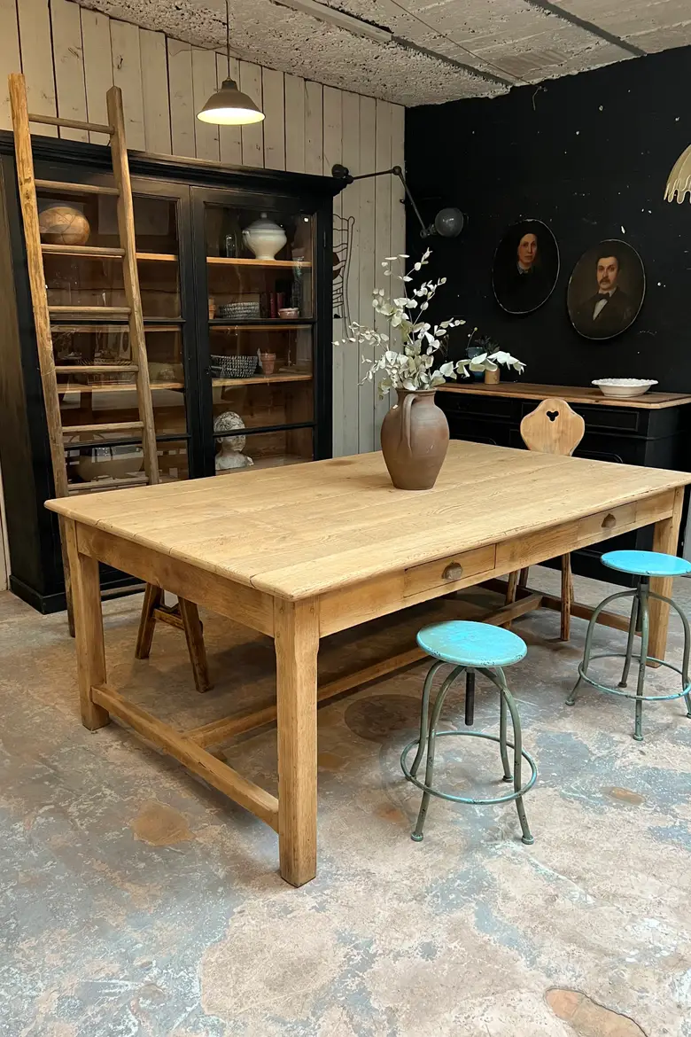 Grande table de travail en chêne Début XXème