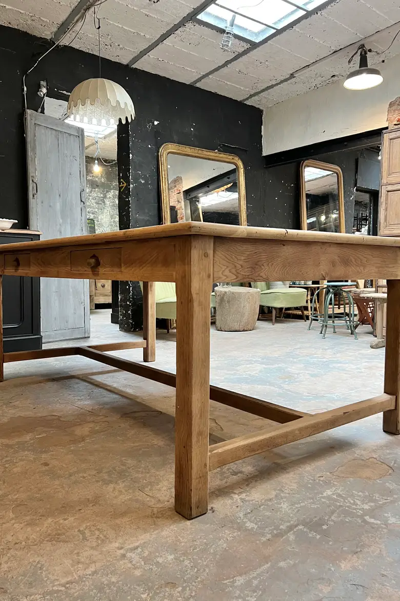 Grande table de travail en chêne Début XXème