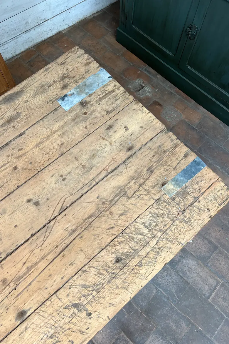 Grande table de travail en sapin - Début XXe siècle