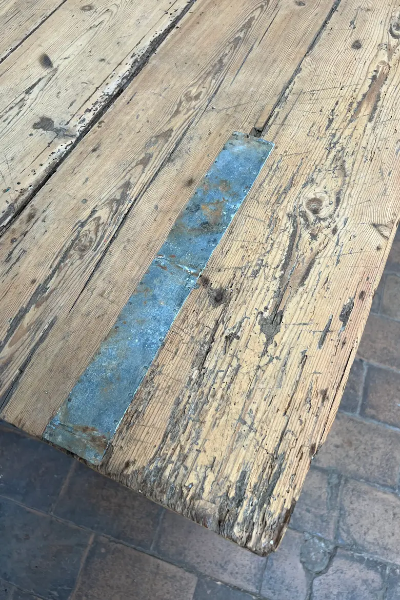 Grande table de travail en sapin - Début XXe siècle