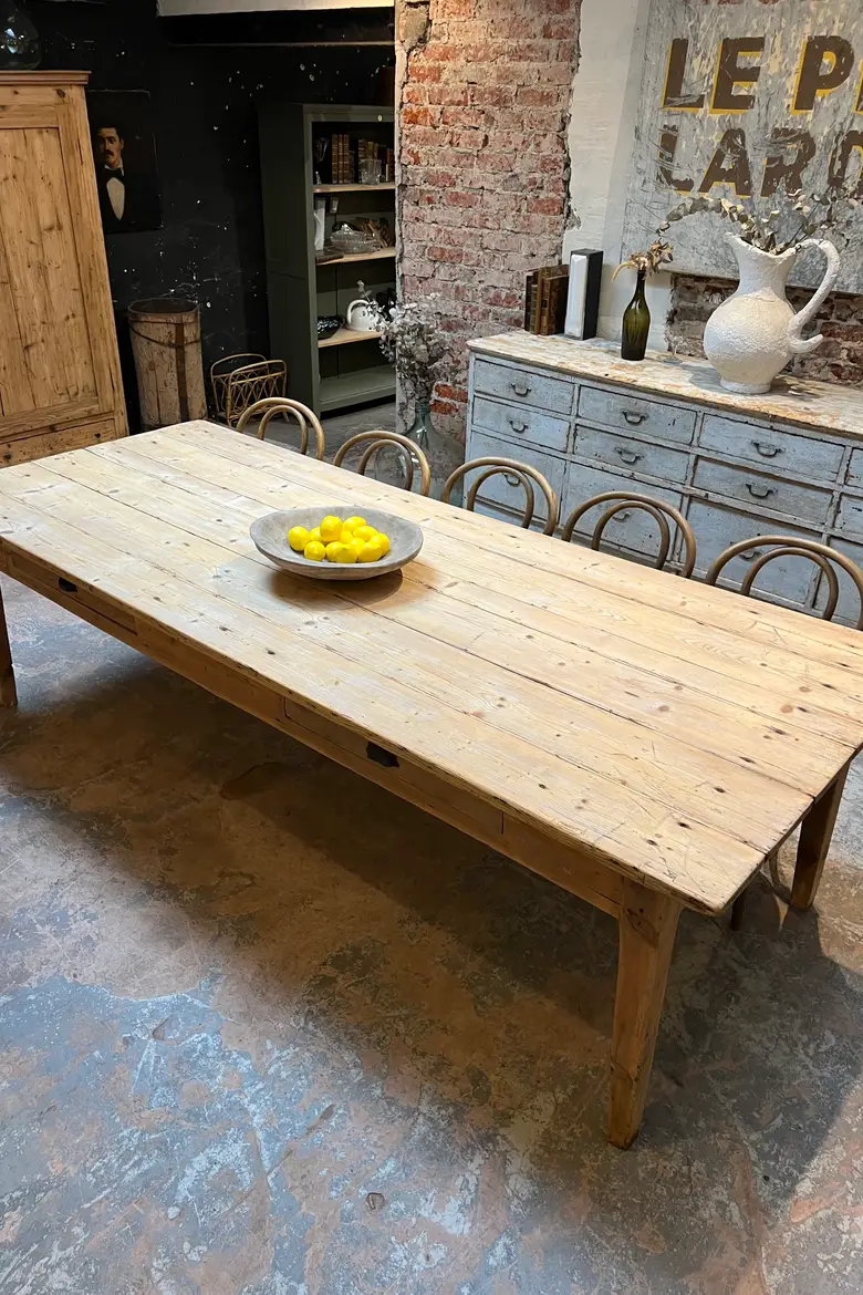 Grande table de travail en sapin Début XXème