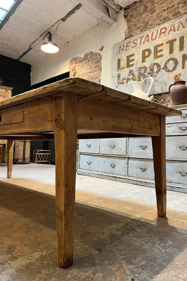Grande table de travail en sapin Début XXème