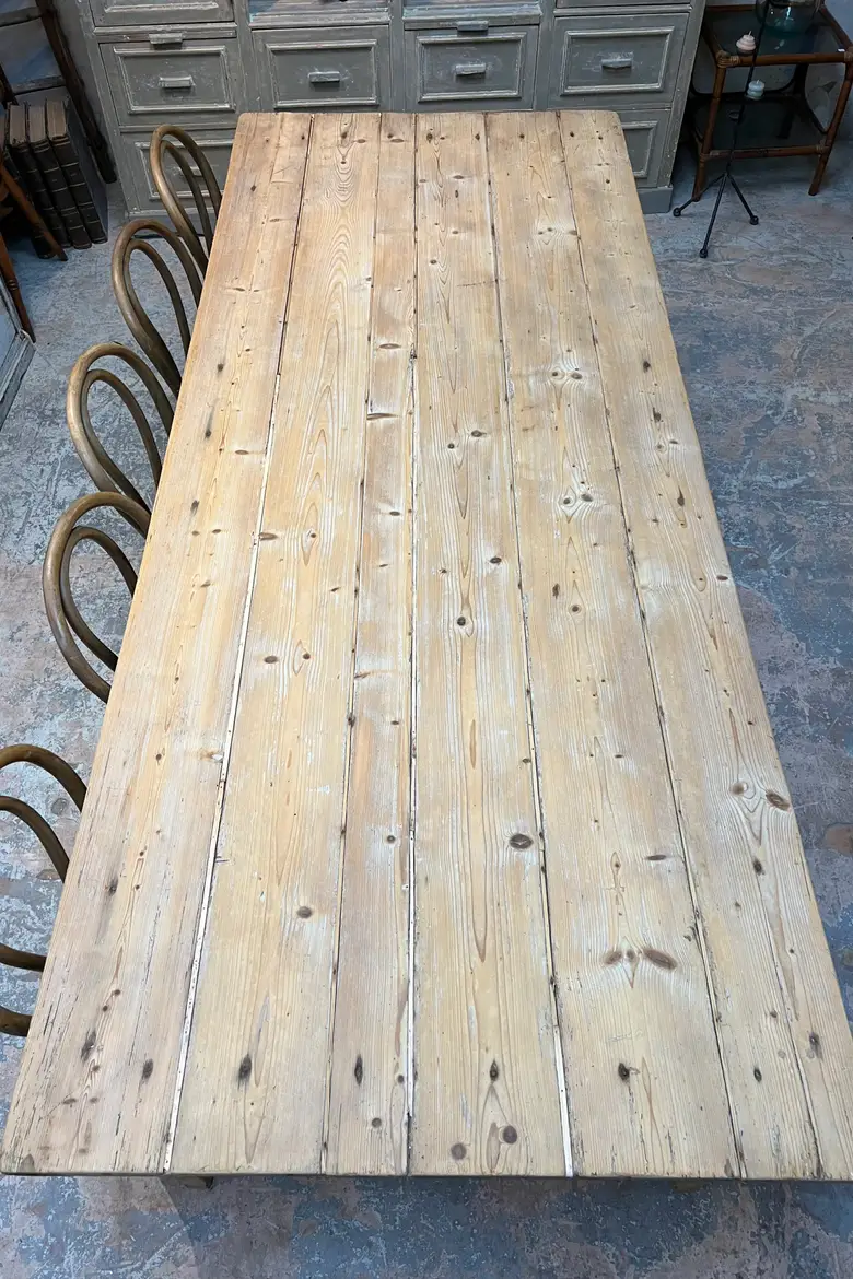 Grande table de travail en sapin Début XXème