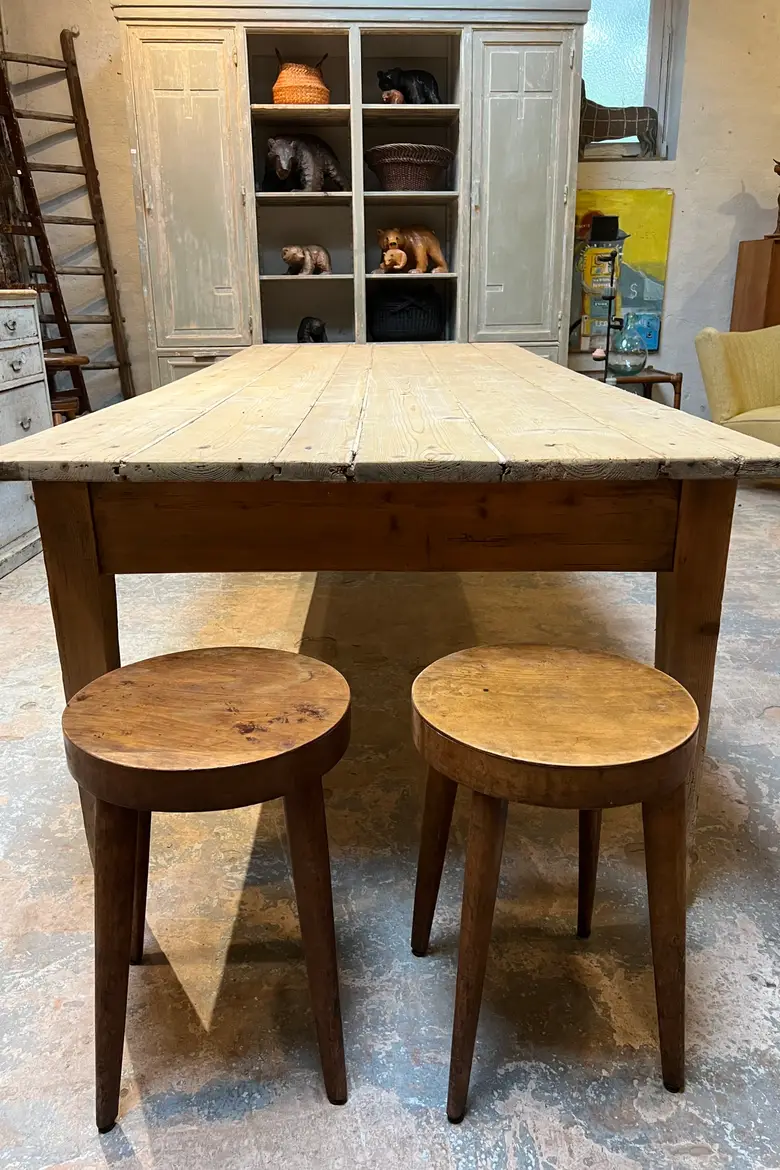 Grande table de travail en sapin Début XXème