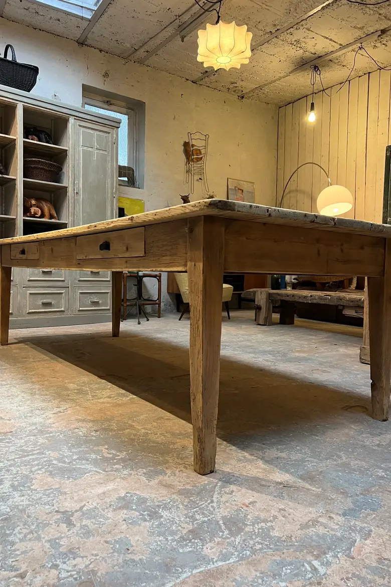 Grande table de travail en sapin Début XXème