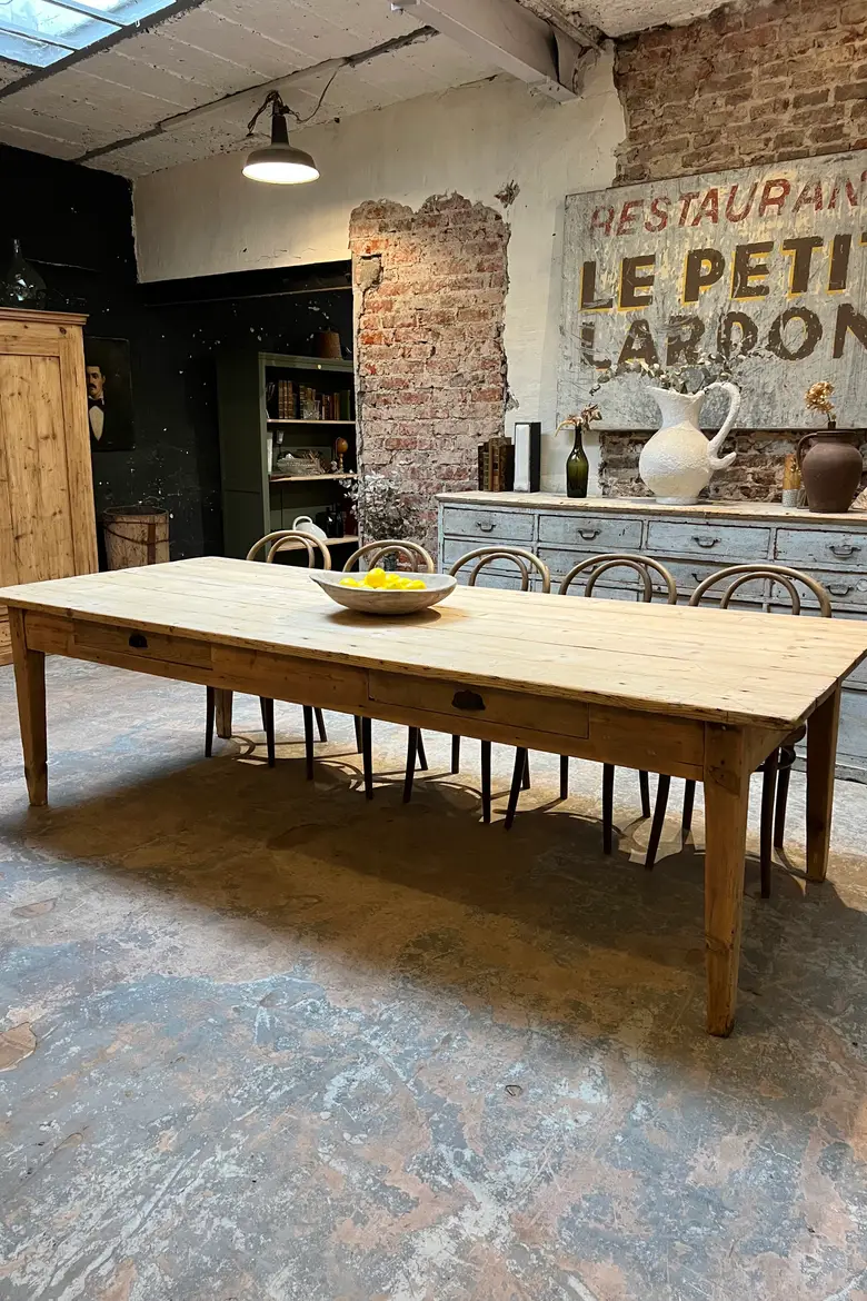 Grande table de travail en sapin Début XXème