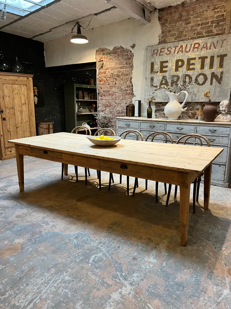 Grande table de travail en sapin Début XXème