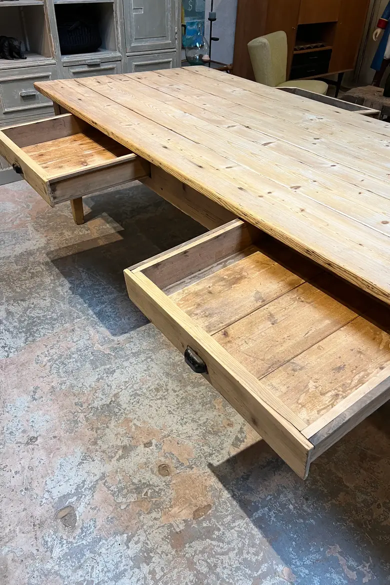 Grande table de travail en sapin Début XXème