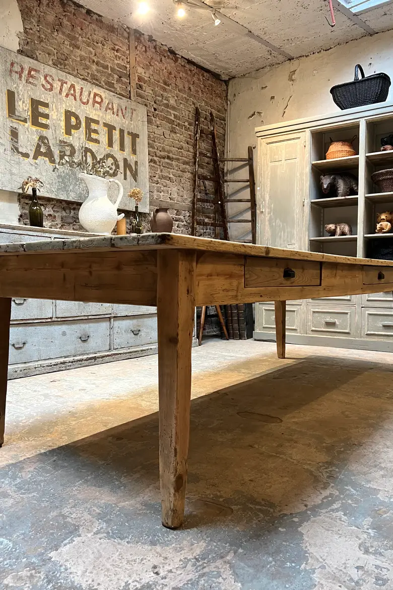 Grande table de travail en sapin Début XXème