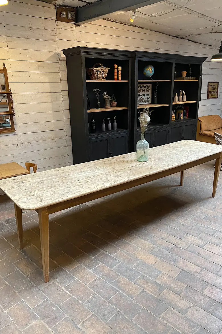 Grande table d'estaminet en peuplier Début XXème