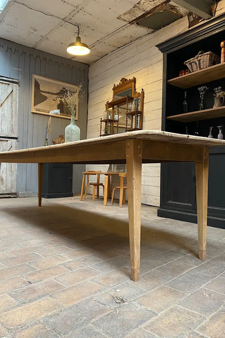 Grande table d'estaminet en peuplier Début XXème