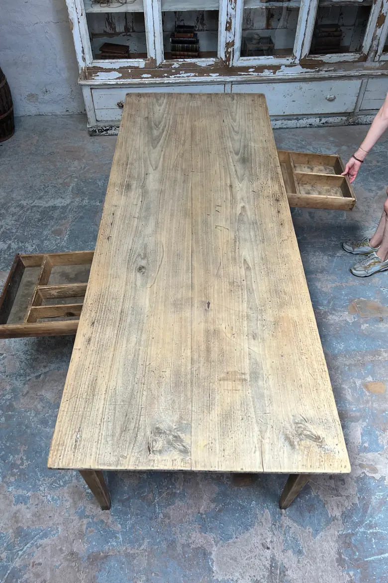 Grande table en chêne et en peuplier - fin XIXe siècle