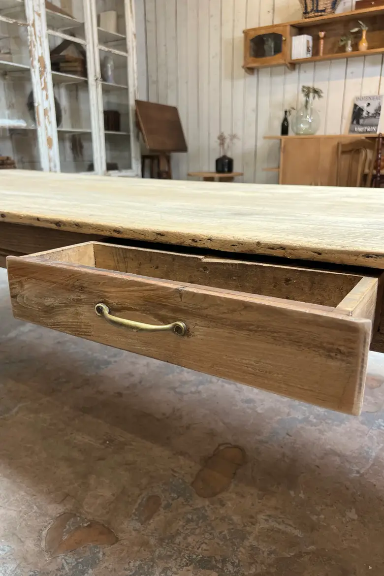 Grande table en chêne et en peuplier - fin XIXe siècle