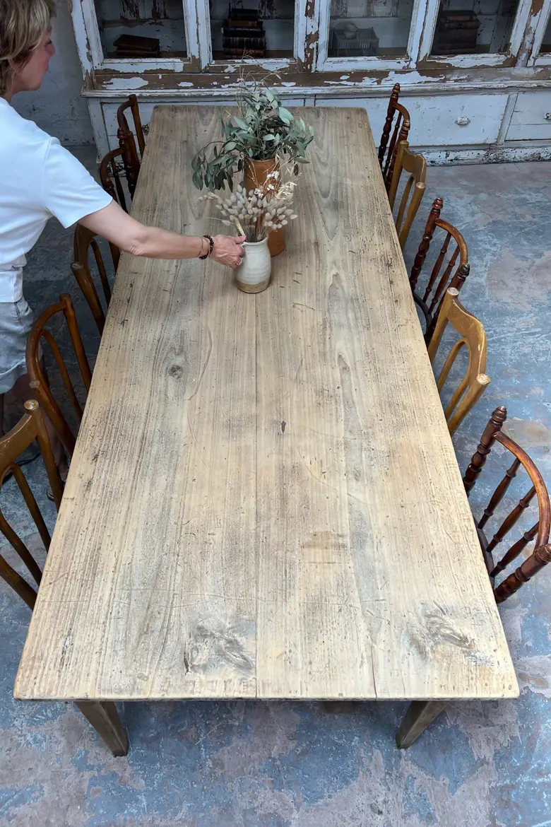 Grande table en chêne et en peuplier - fin XIXe siècle