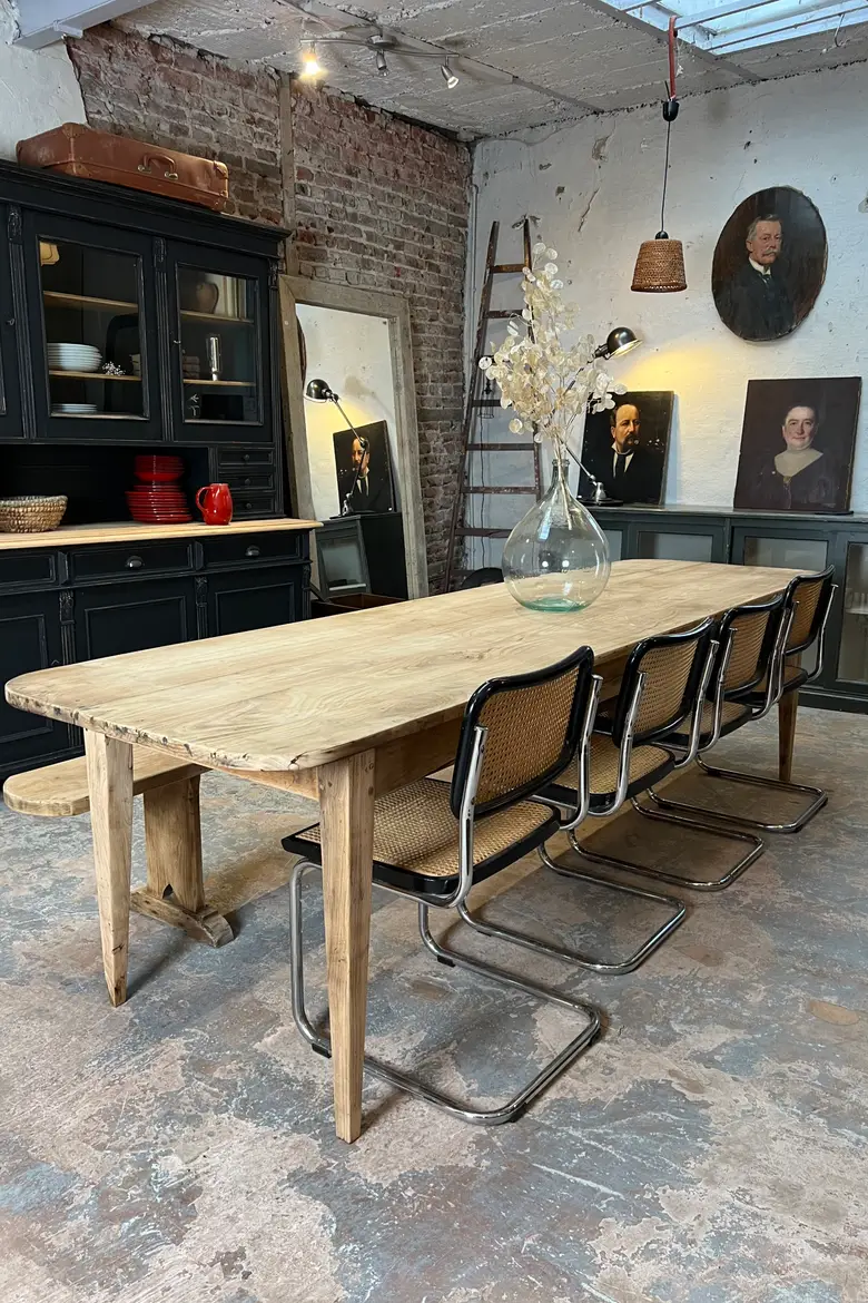 Grande table en orme Début XXème