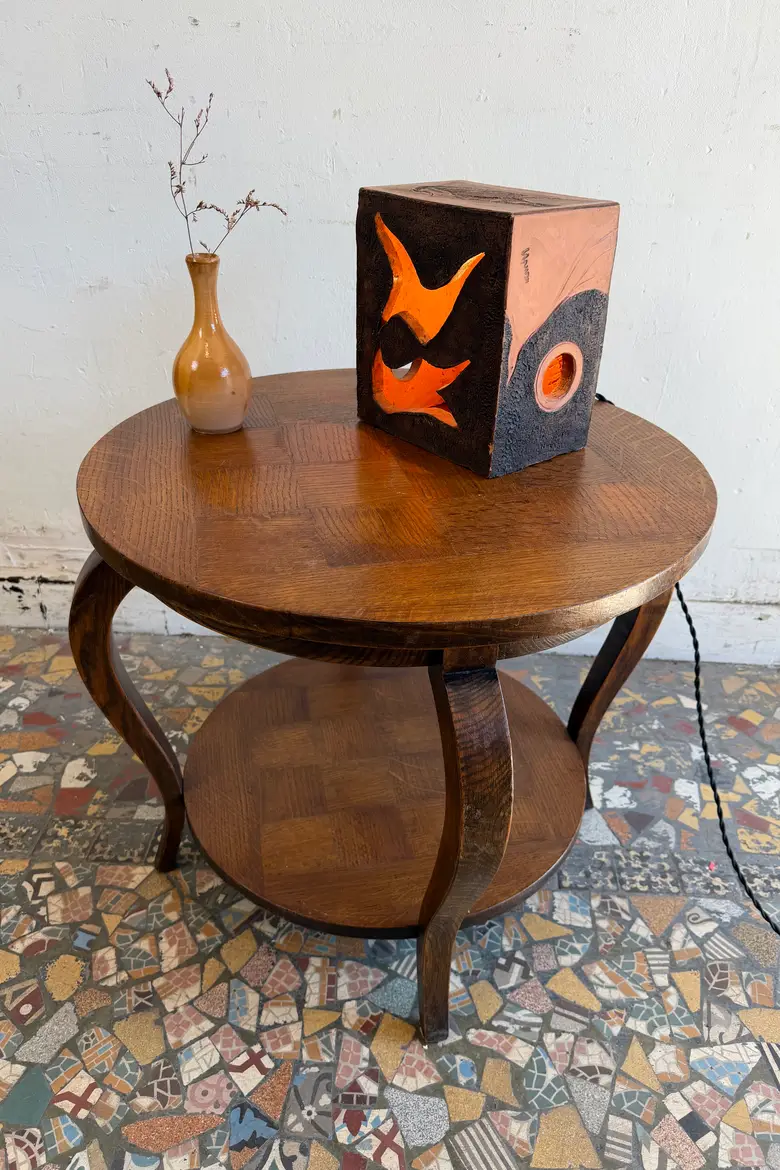 Guéridon Art déco en chêne – années 30