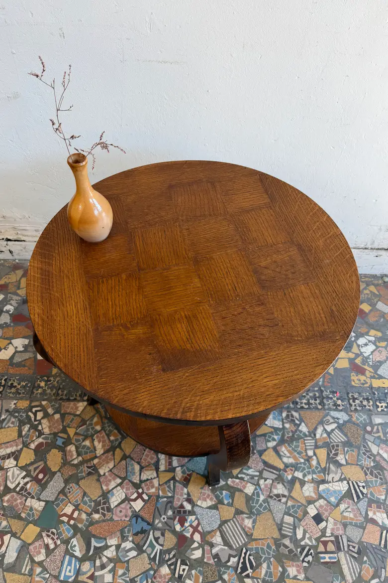 Guéridon Art déco en chêne – années 30