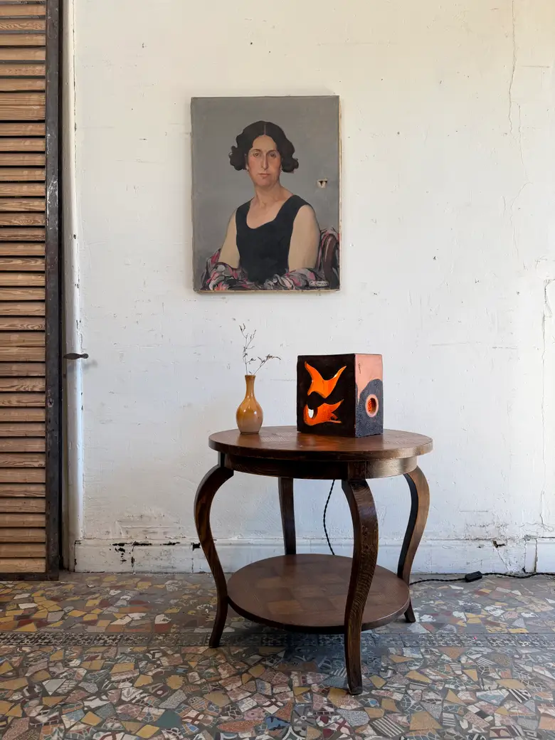 Guéridon Art déco en chêne – années 30 — Guéridon Art déco en chêne – années 30