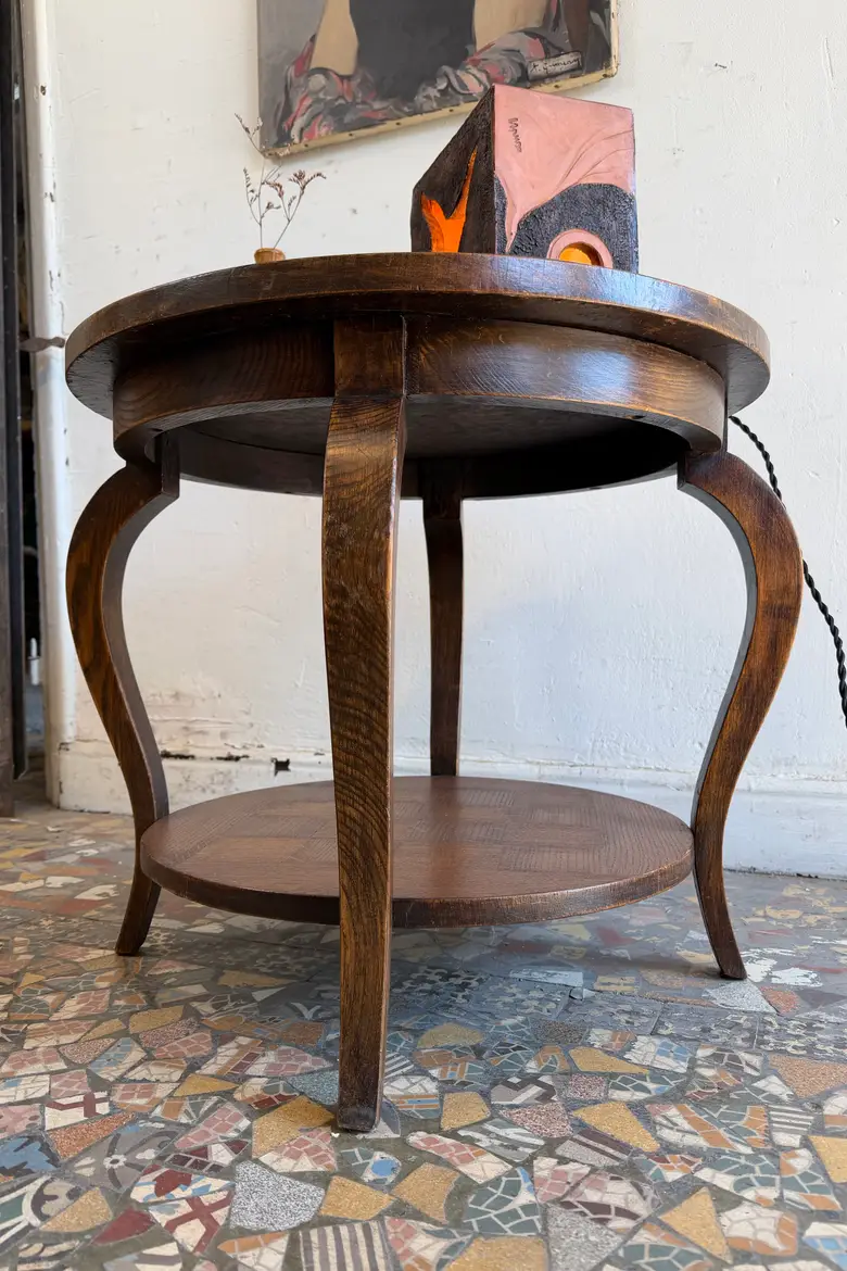 Guéridon Art déco en chêne – années 30