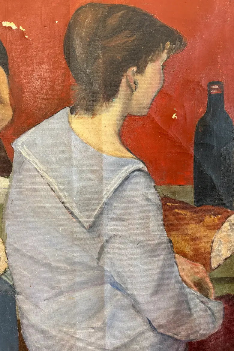 Huile sur toile “Le déjeuner” signée Dolly Davis