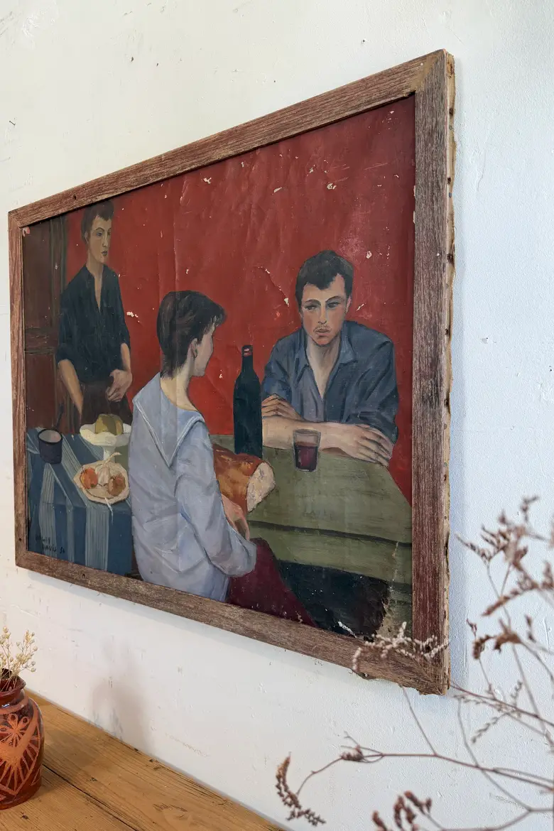 Huile sur toile “Le déjeuner” signée Dolly Davis