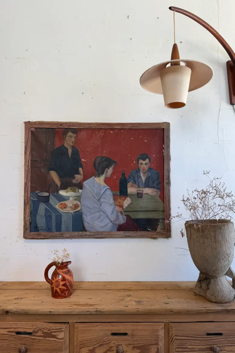 Huile sur toile “Le déjeuner” signée Dolly Davis