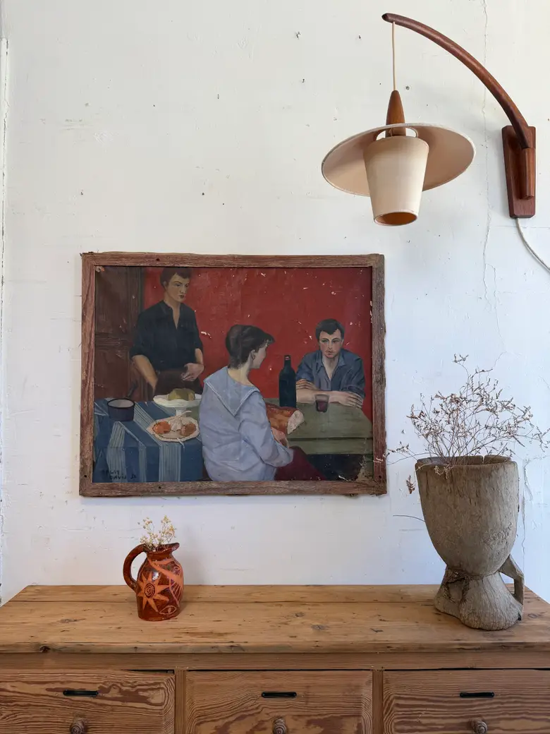 Huile sur toile “Le déjeuner” signée Dolly Davis