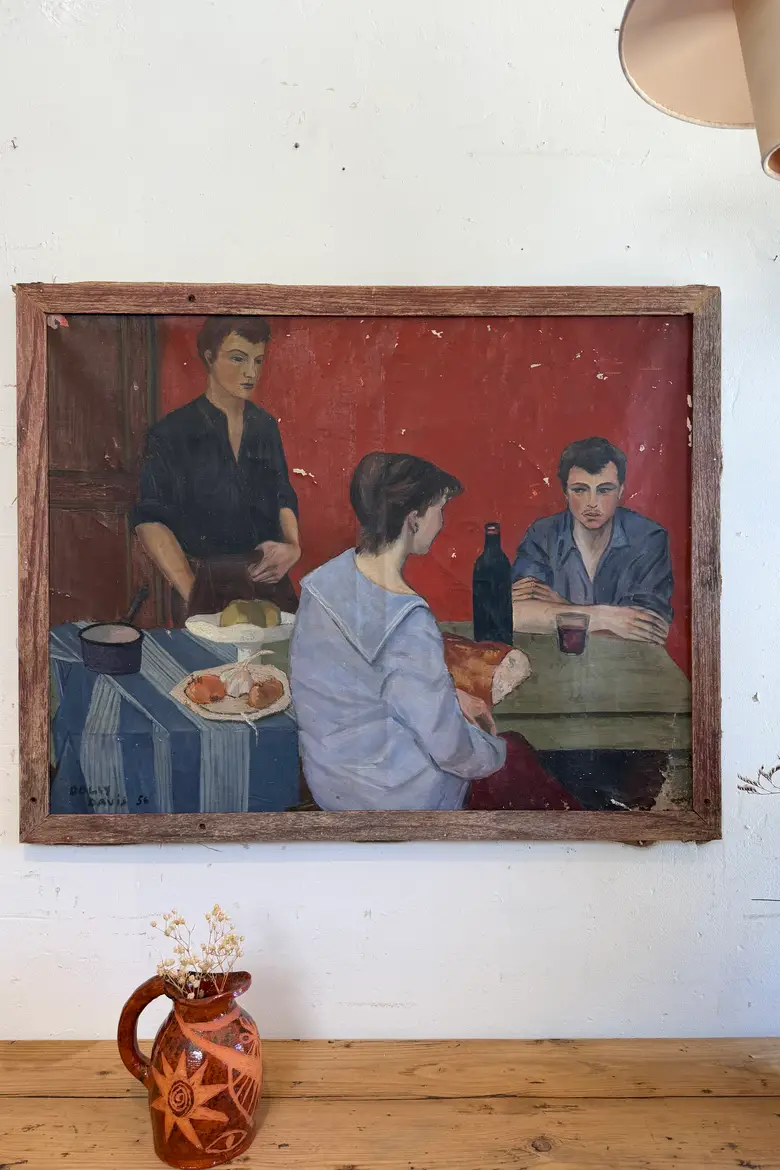Huile sur toile “Le déjeuner” signée Dolly Davis