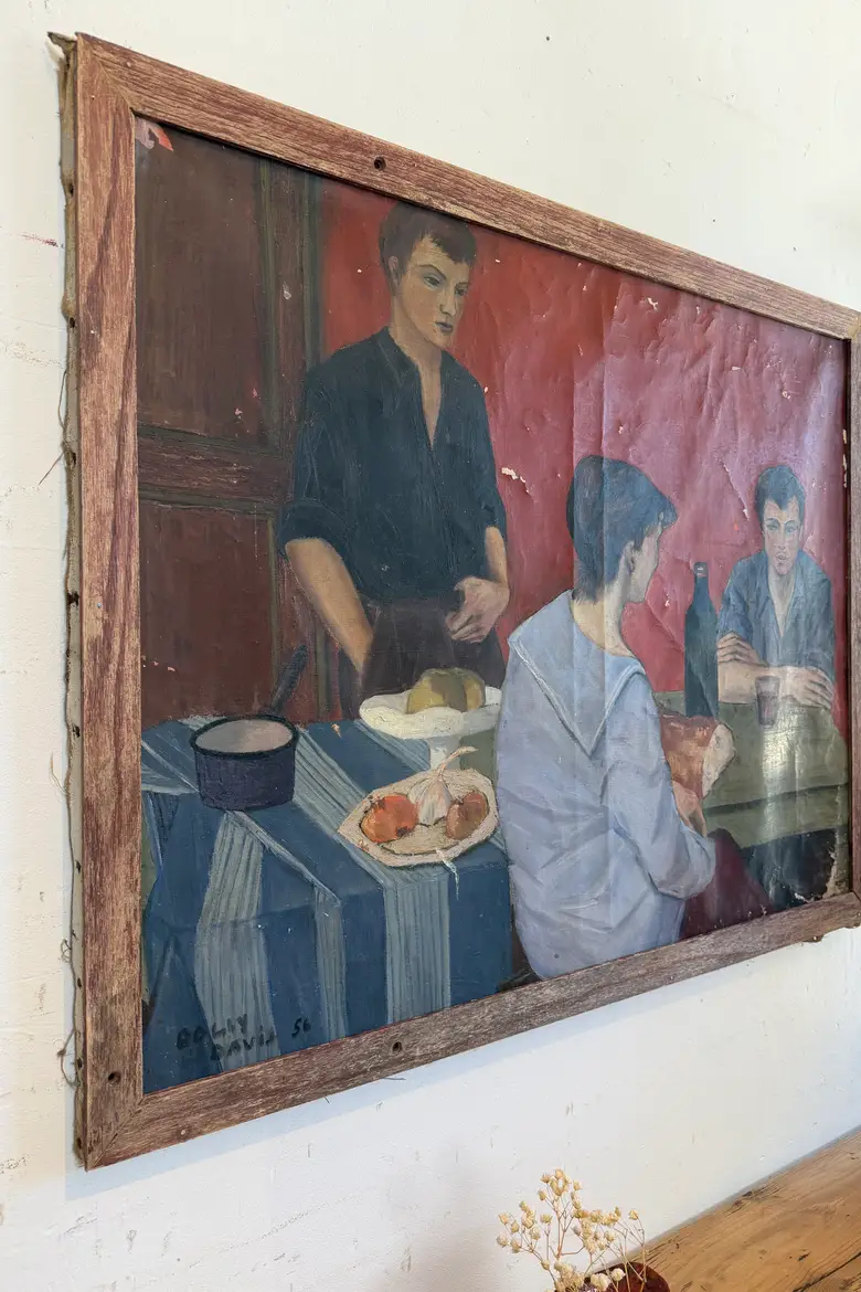 Huile sur toile “Le déjeuner” signée Dolly Davis