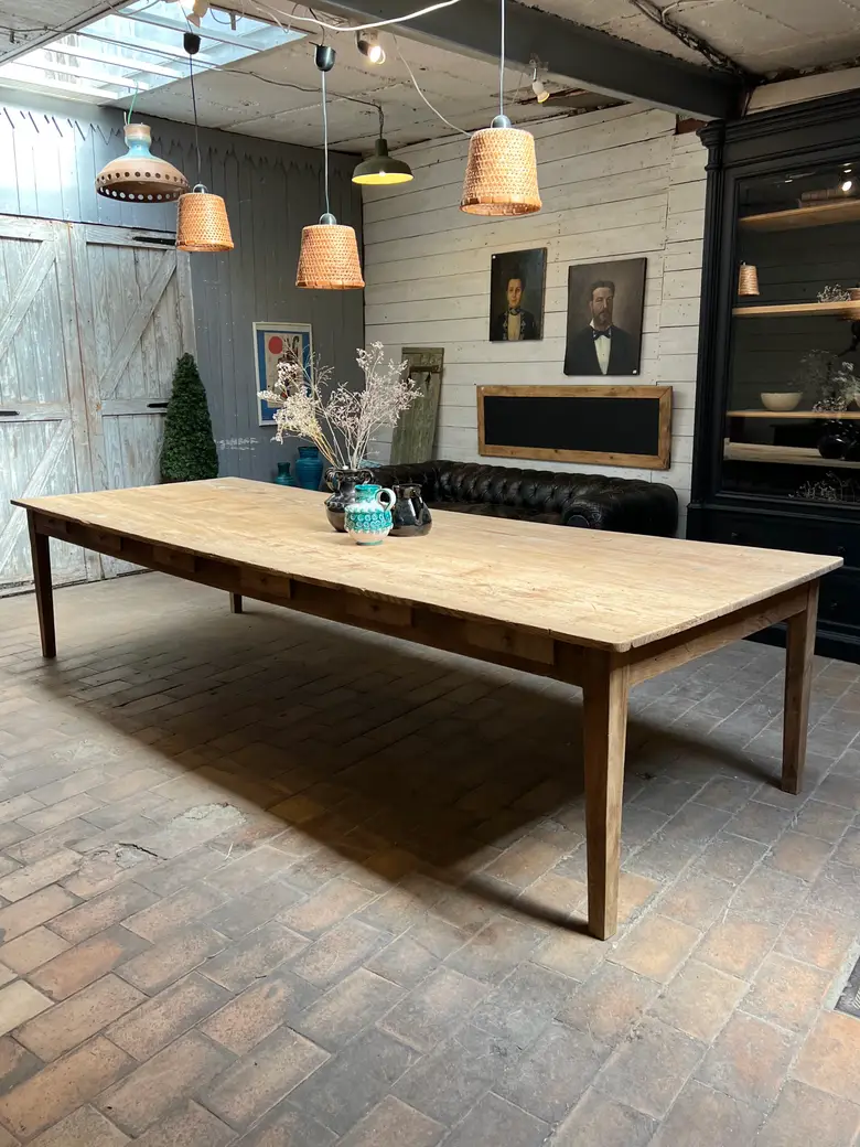 Immense table d’atelier en sapin Début XXème