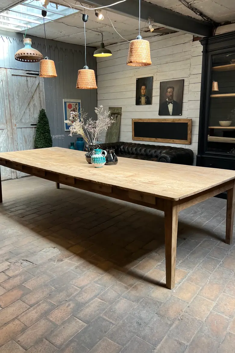 Immense table d’atelier en sapin Début XXème