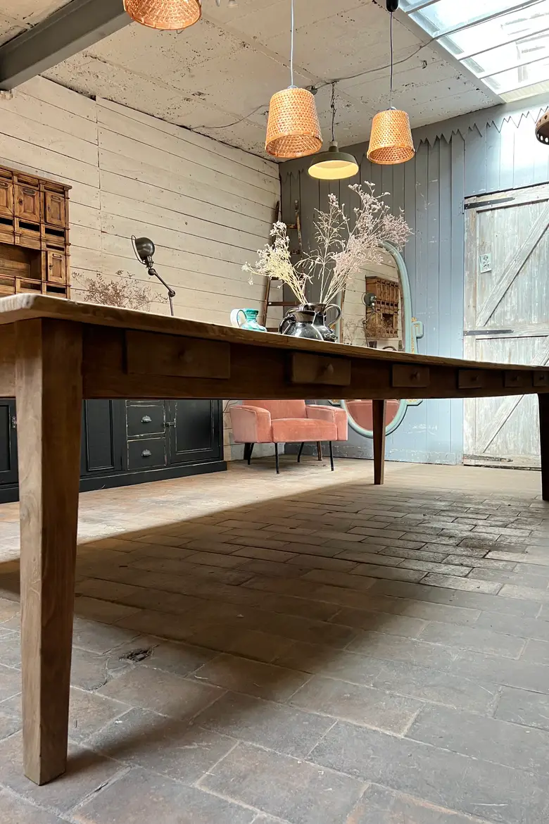Immense table d’atelier en sapin Début XXème