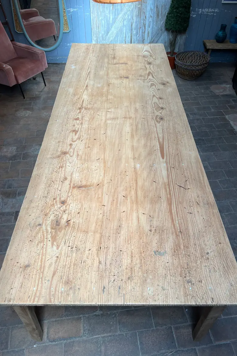 Immense table d’atelier en sapin Début XXème