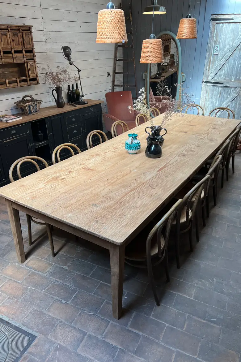 Immense table d’atelier en sapin Début XXème