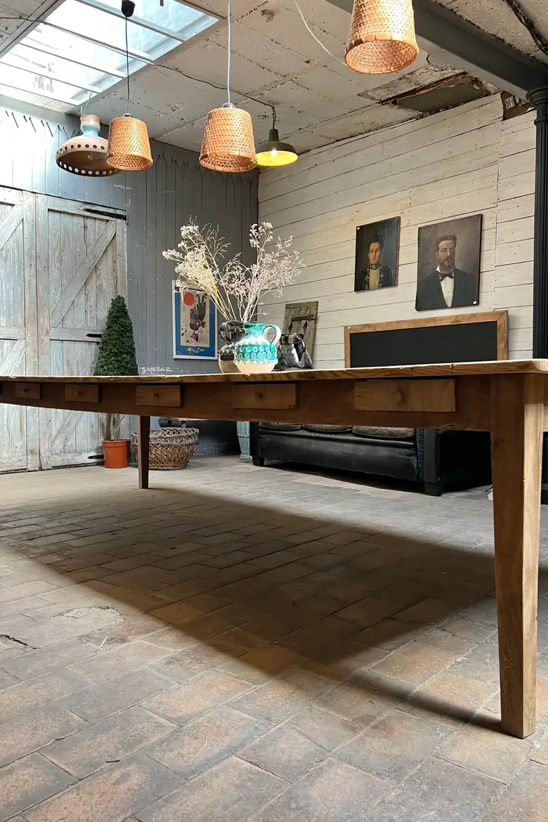 Immense table d’atelier en sapin Début XXème