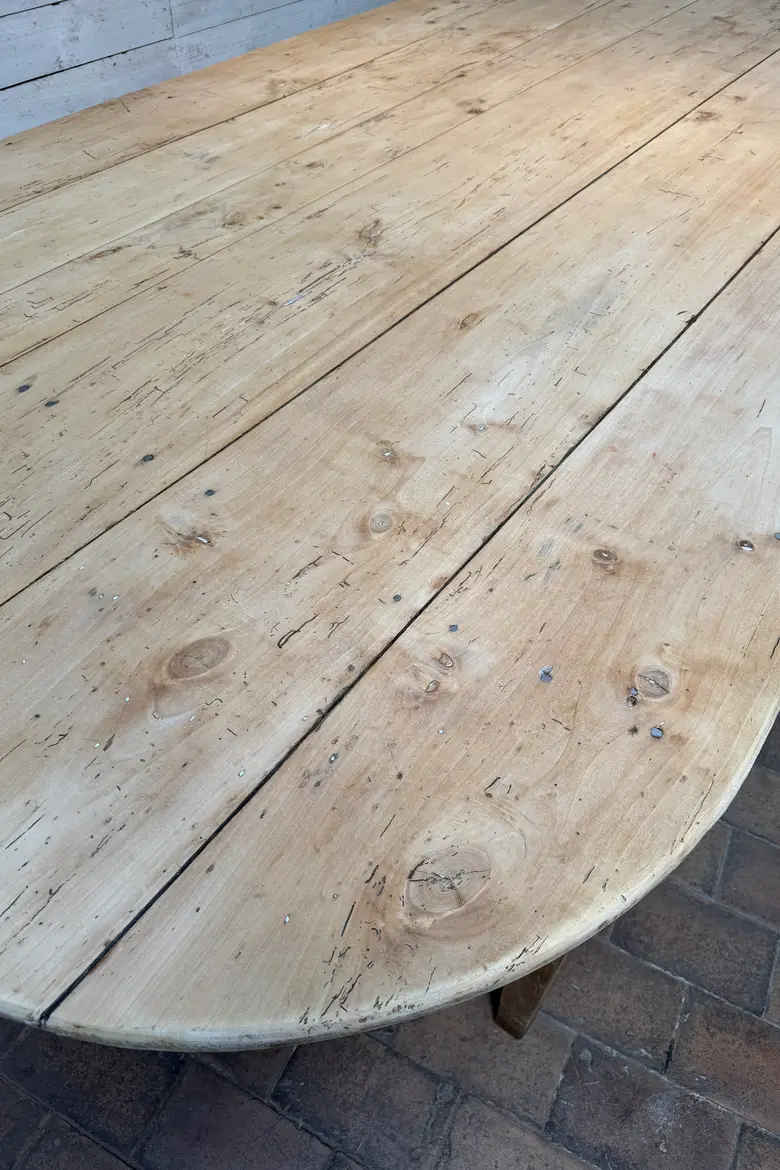 Immense table de ferme en peuplier et chêne