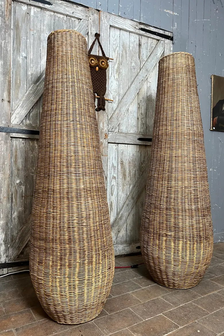 Lampadaire en osier années 60