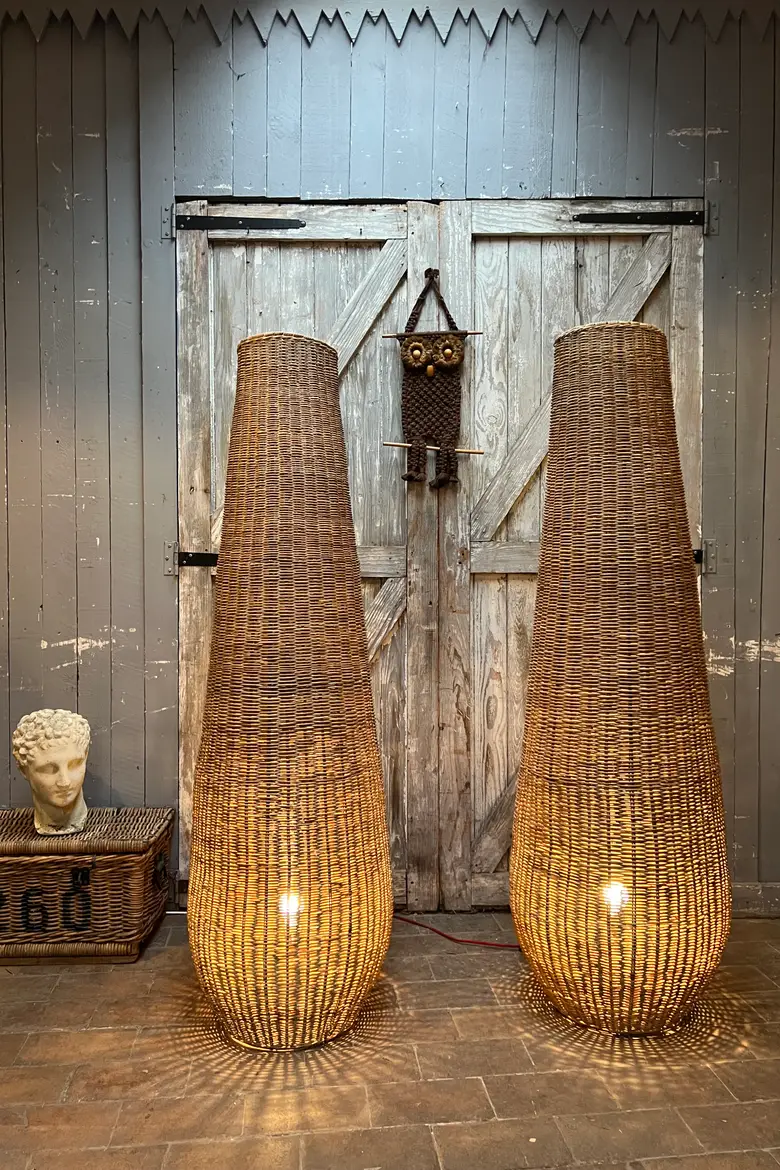 Lampadaire en osier années 60