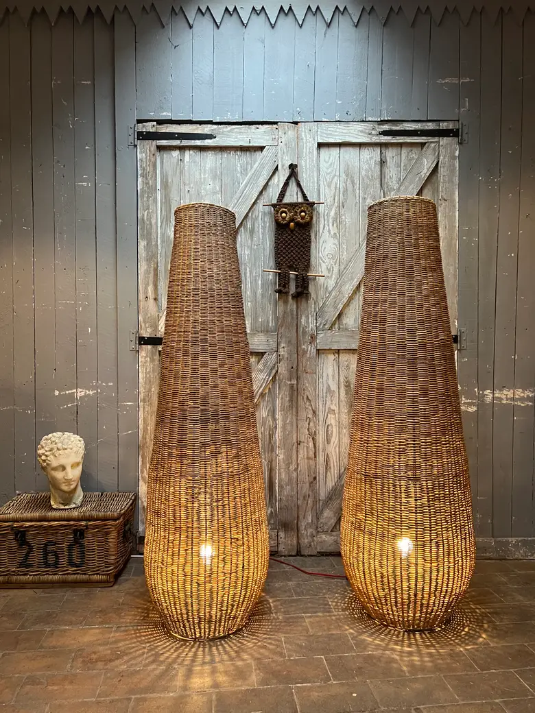 Lampadaire en osier années 60